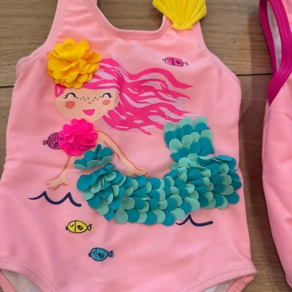 Pink Peacock Swimsuit set for baby